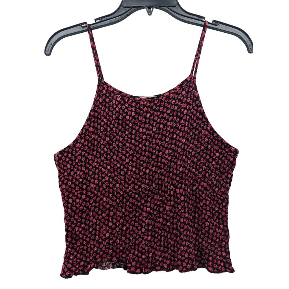 Paper Crane Camisole Tank Top M Red Floral Slim Fit Scoop Layering Top Summer